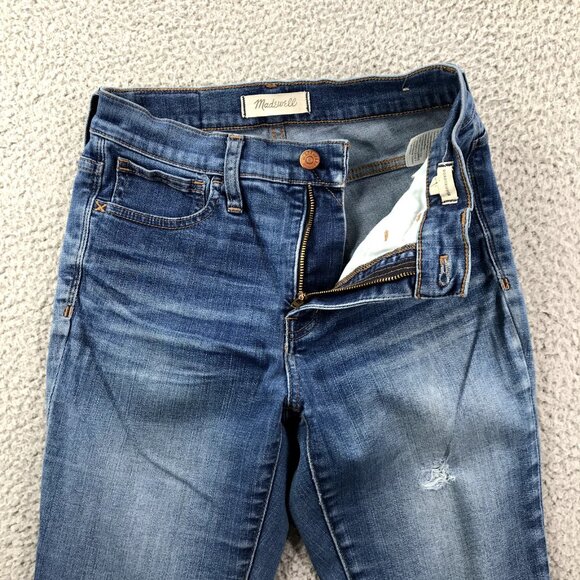 MADEWELL Womens Size 26 Distressed Light Wash ROADTRIPPER Mid Rise Skinny Jeans - Picture 10 of 16